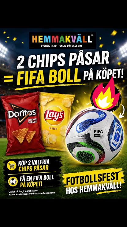 Köp 2 påsar av Doritos eller lays och få en gratis FIFA boll på köpet