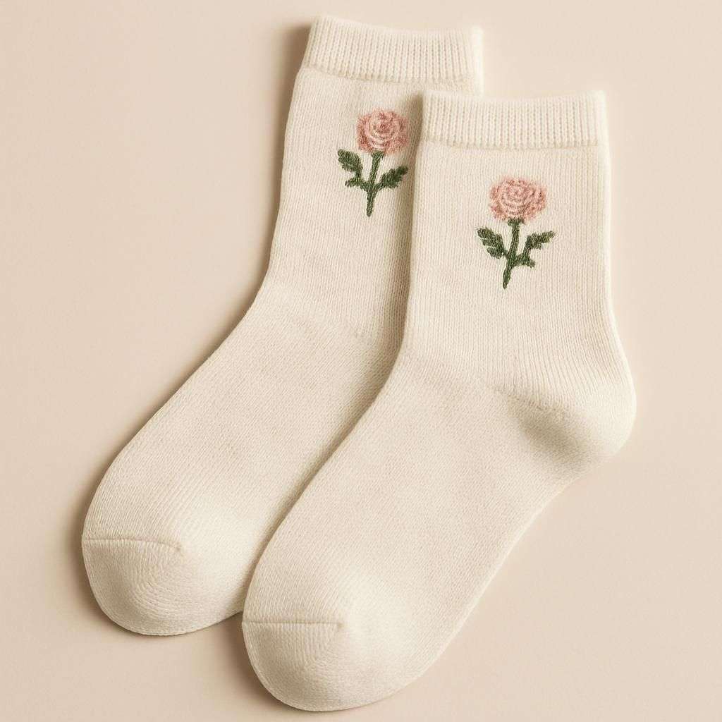 Rose Sock Bomullsstrumpor för Dam