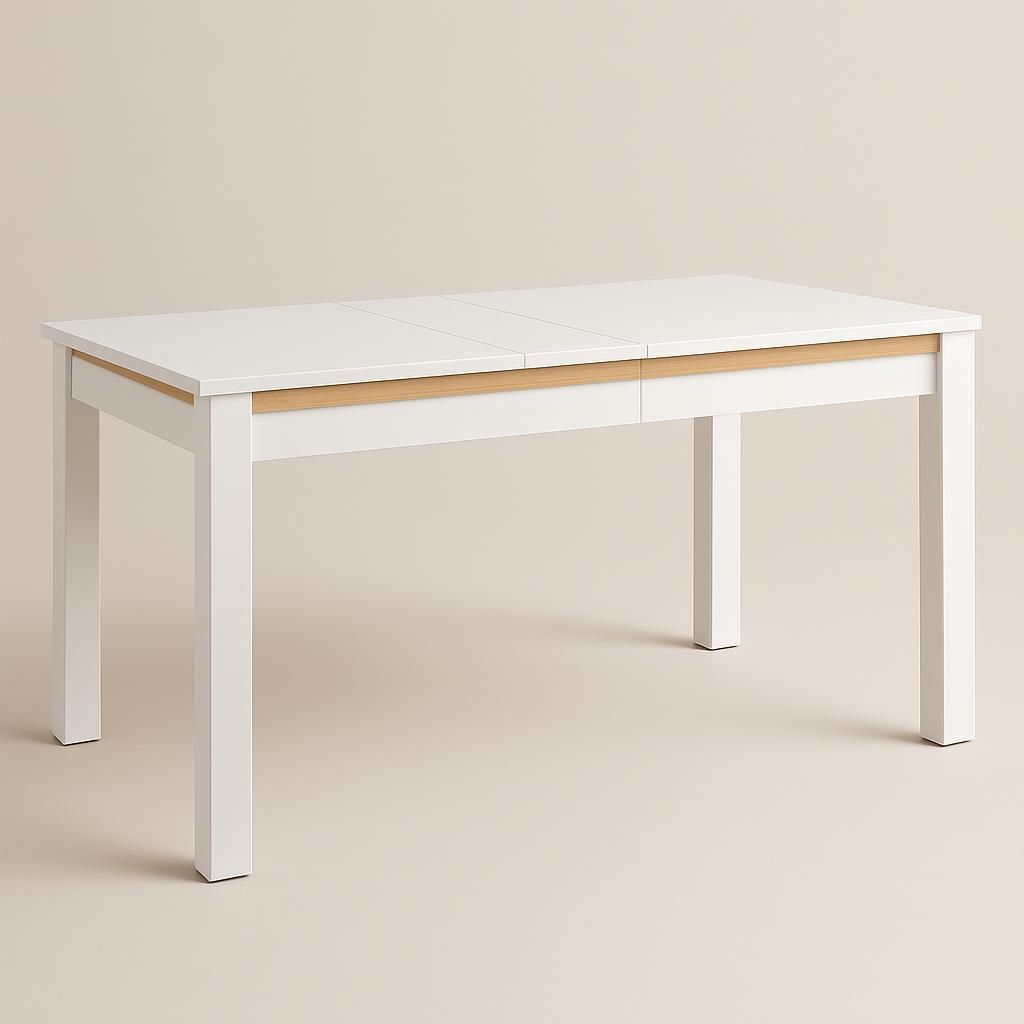 Octavia Förlängningsbart Matbord 90 cm Vit/Natur