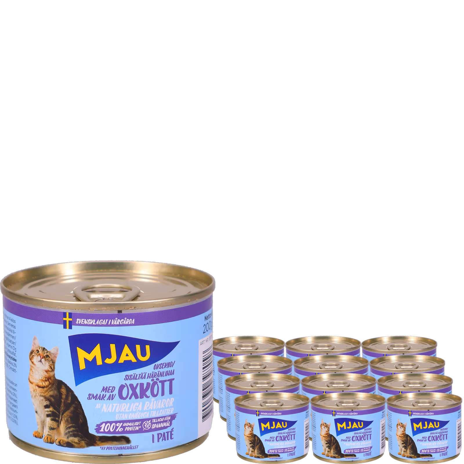 Mjau Kattmat Paté Oxkött 12-pack 12x200 g