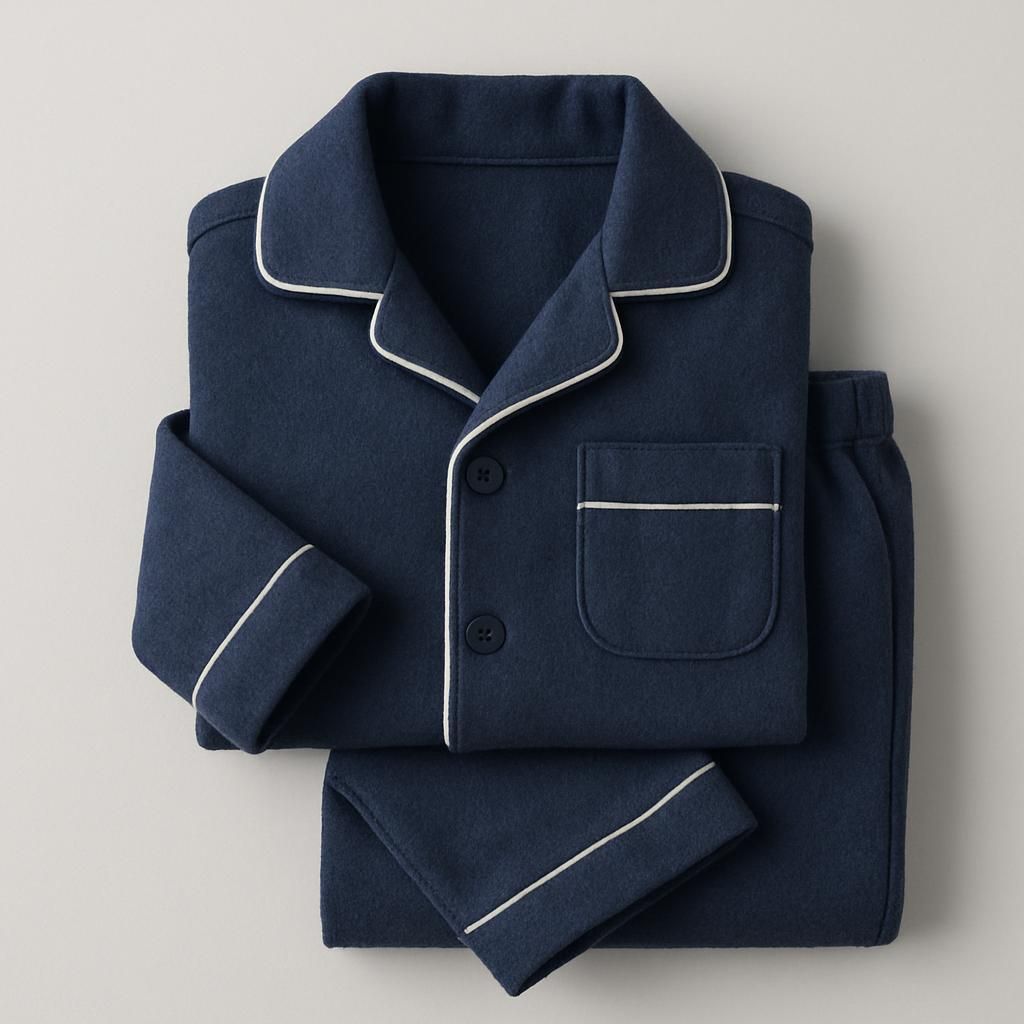 Marinblå Flanellpyjamas för Barn