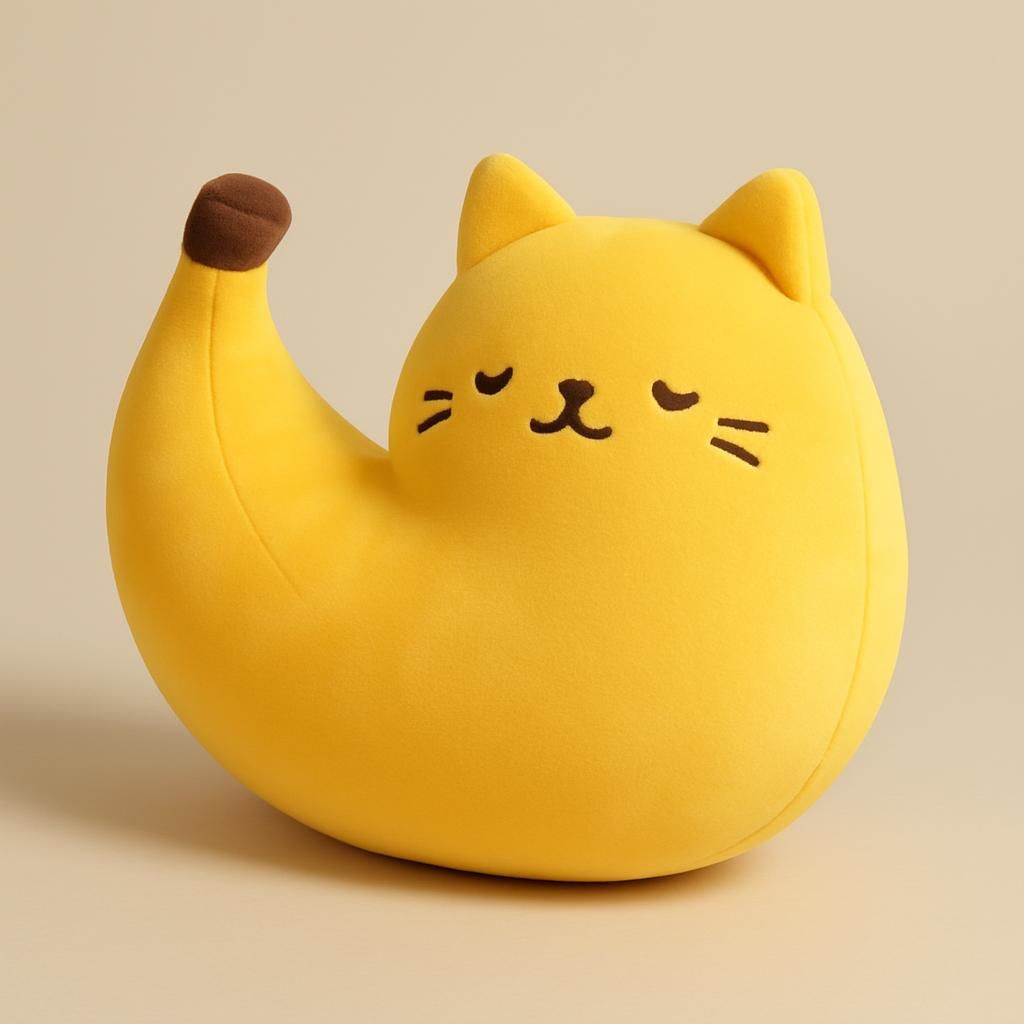 Gul gråtande bananplysch katt kudde