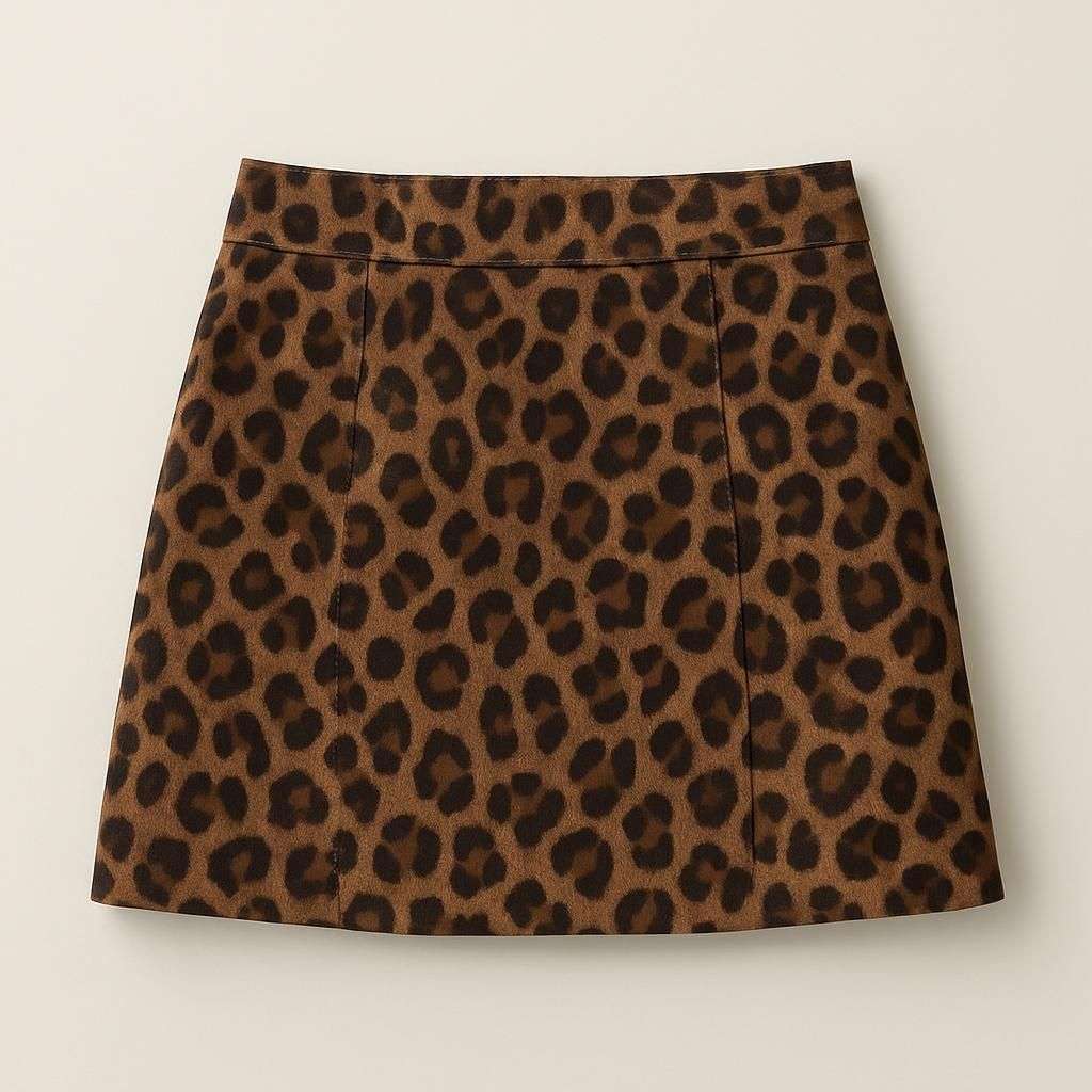 Elegant kjol med leopardmönster