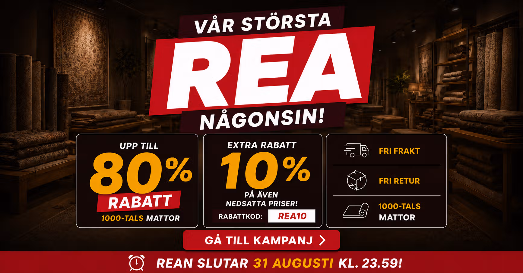 Upp till 80% + 10% extra rabatt på mattor hos Mattadirekt