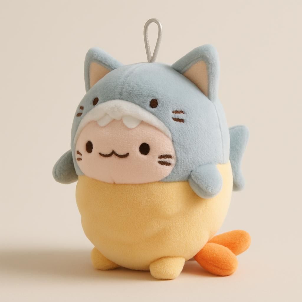Shark Cat Fried Shrimp Plush Pendant