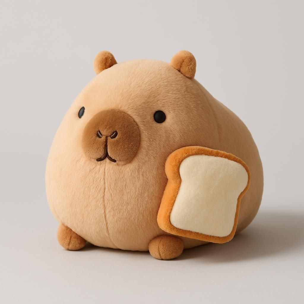 Söt Kapibara Plyschkudde med Toast
