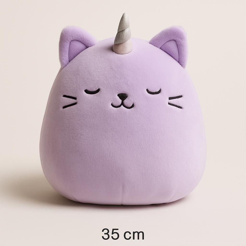 Squishmallow Lila Enhörning Kattdocka 35cm