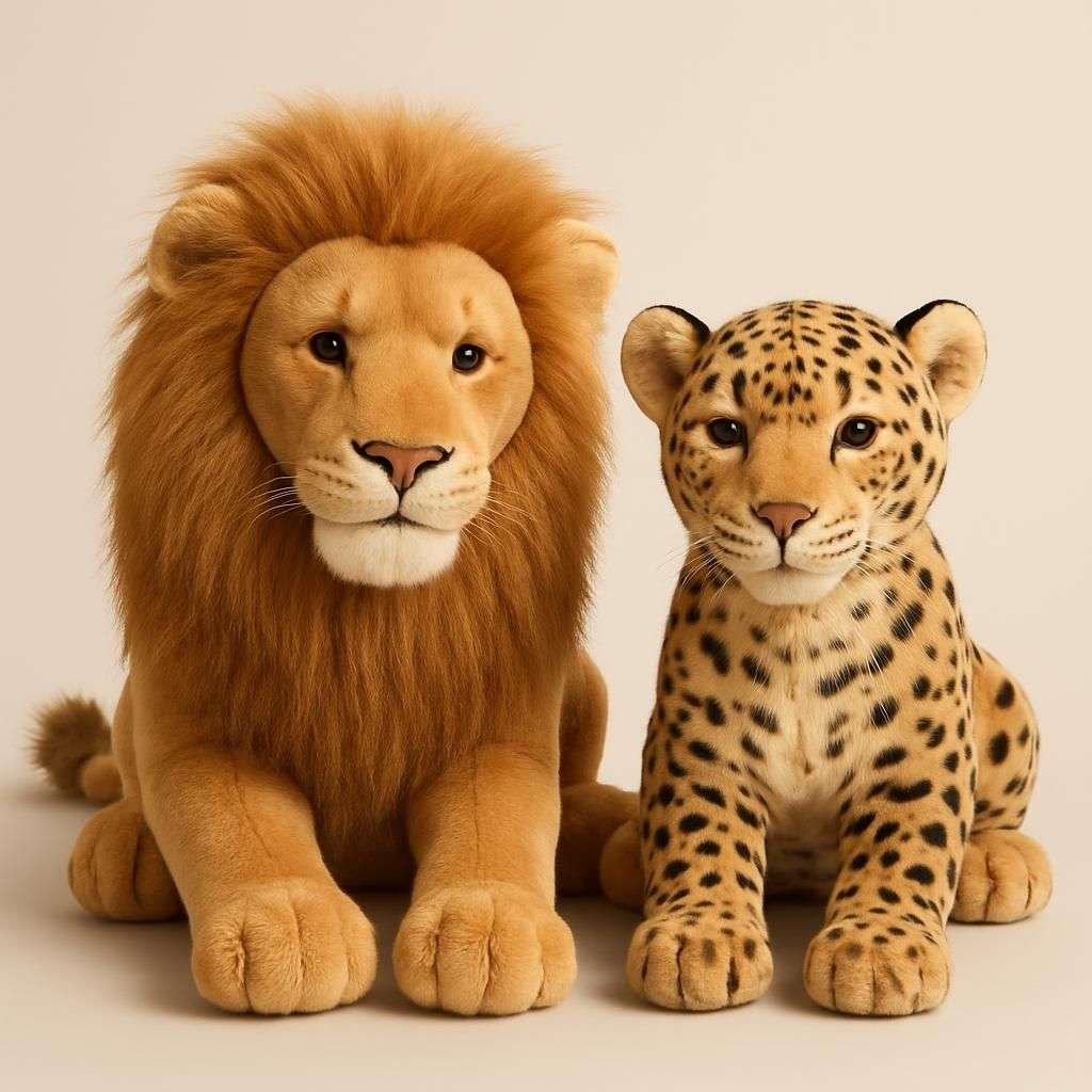 Stora Realistiska Lejon och Leopard Plyschdjur