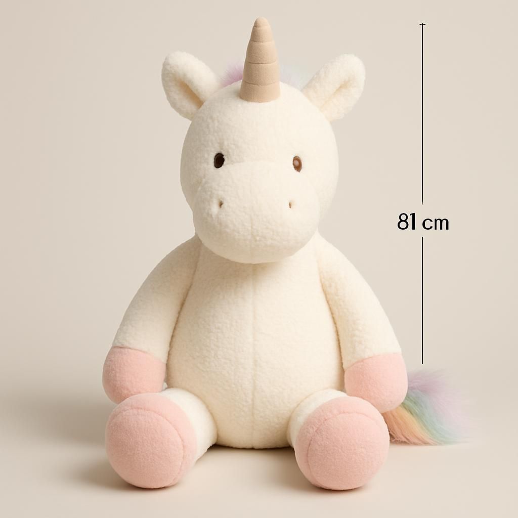 81 cm Stor Beige Enhörningsplysch