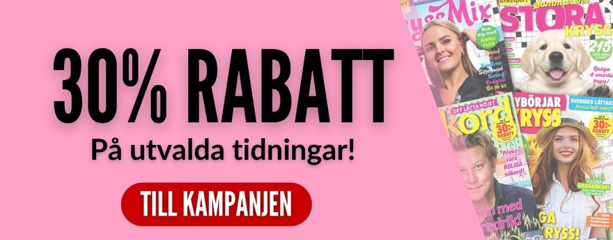 30% rabatt på utvalda tidningar