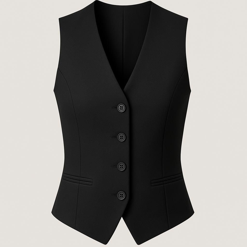 Svart V-Neck Tailored Vest for Women