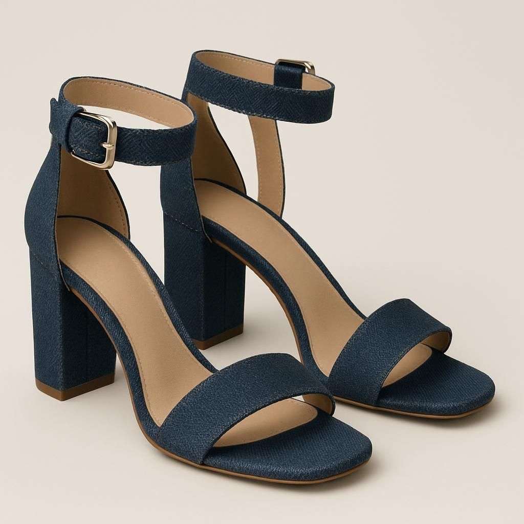 Eleganta Högklackade Denimsandaler