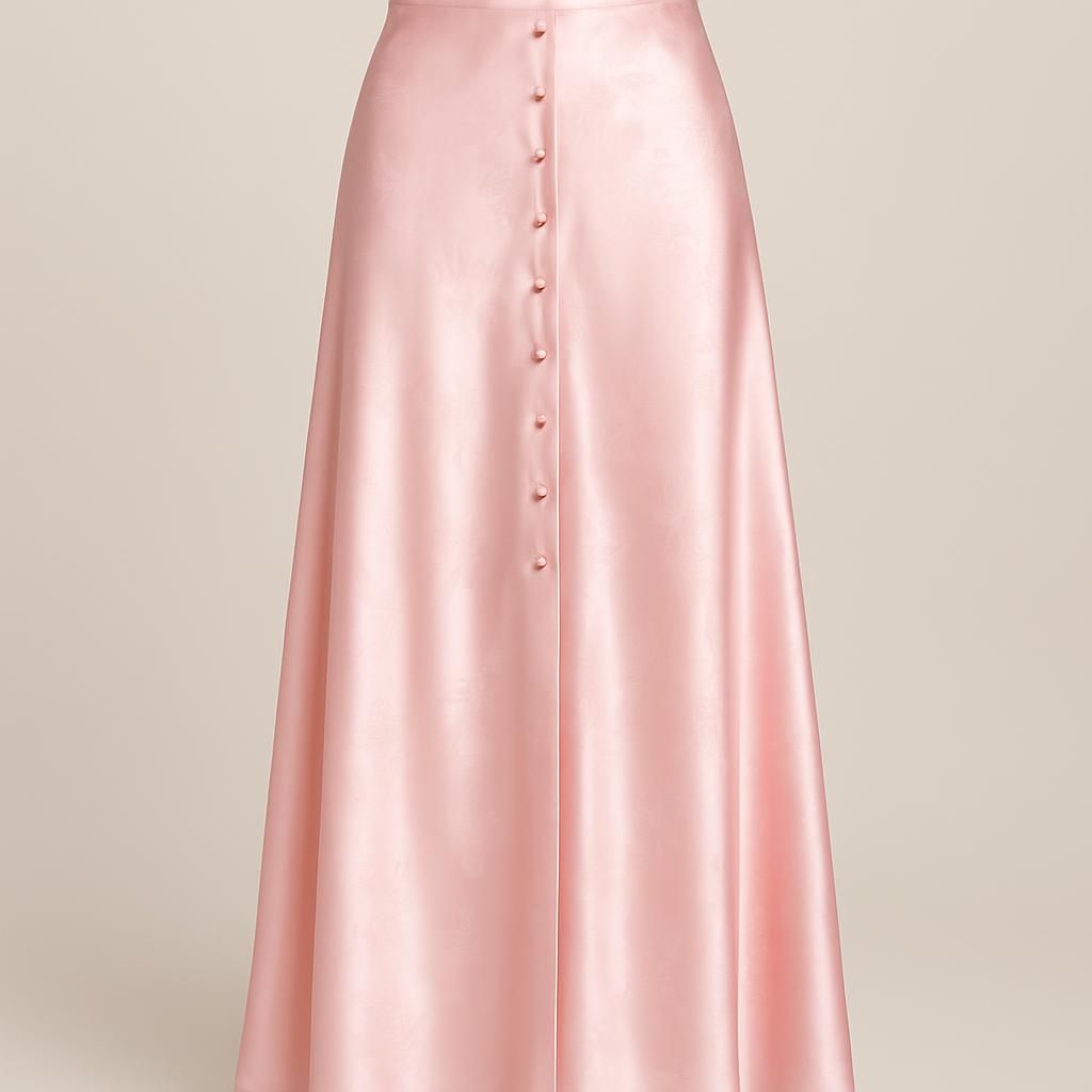 Elegant Satinkjol med Dekorativa Knappar - Blommig Rosa
