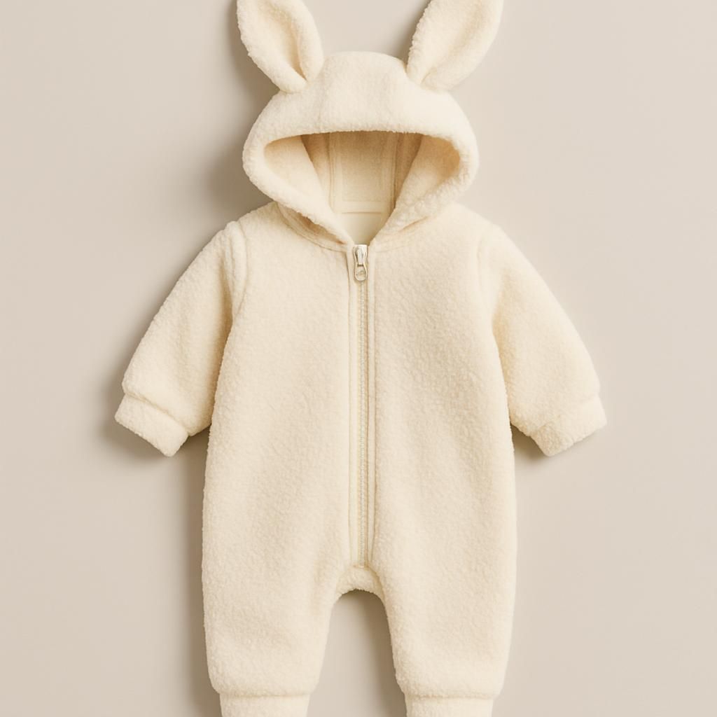 BUNNY Fleeceoverall med Kaninöron - Off White