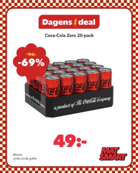 Coca-Cola Zero 20-pack för 49 kr