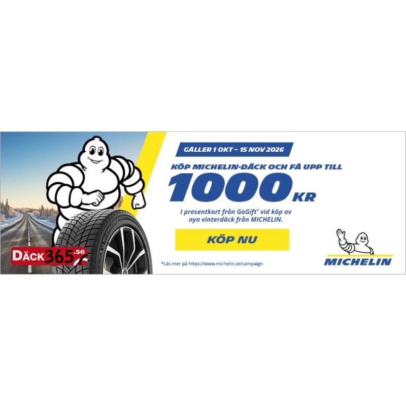 Upp till 1 000 kr i presentkort vid köp av Michelin vinterdäck hos Däck365