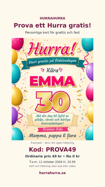 Gratis personligt Hurra, ord. 49 kr