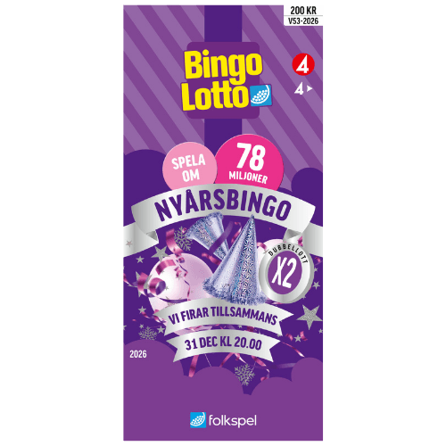 Skicka två nyårsbingolotter via Mobila Presentkort för 200 kr