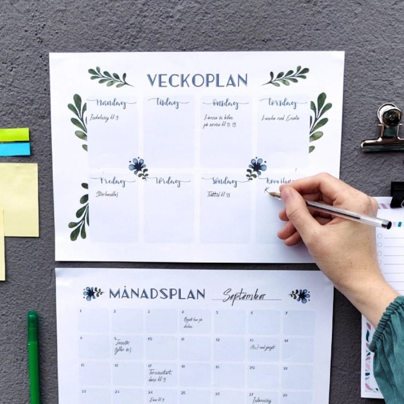 Gratis mallar för veckoplanering, budget och mål att skriva ut hos inkClub