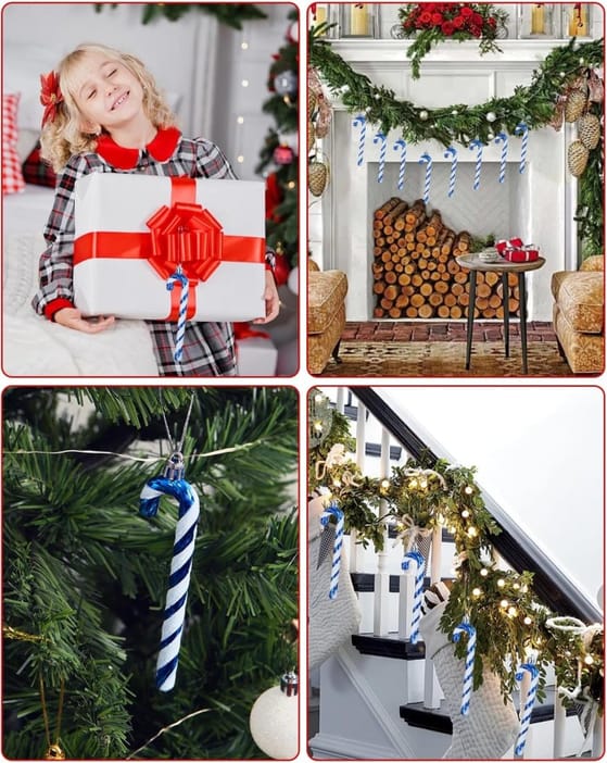 14 cm Blå Sockerstänger Julgransdekorationer