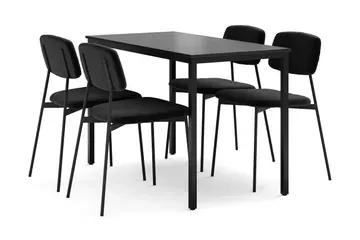Lowe 120 cm Svart Matgrupp med 4 stolar och bord