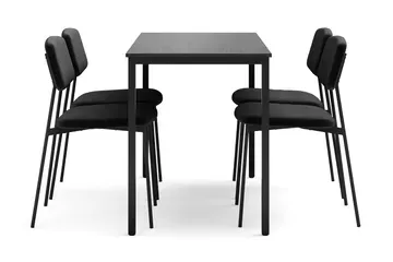 Lowe 120 cm Svart Matgrupp med 4 stolar och bord