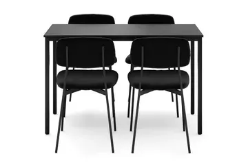 Lowe 120 cm Svart Matgrupp med 4 stolar och bord