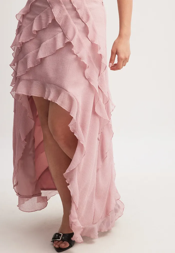 NA-KD Frilly Maxi Skirt - Dusty Pink
