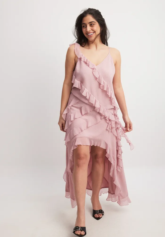 NA-KD Frilly Maxi Skirt - Dusty Pink
