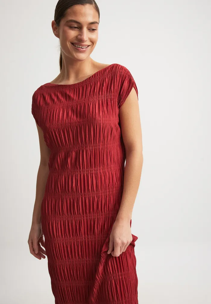 NA-KD Elegant Rust Jersey Smock Dress
