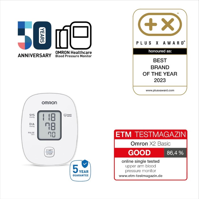 OMRON X2 Basic Automatic Arm Blood Pressure Monitor