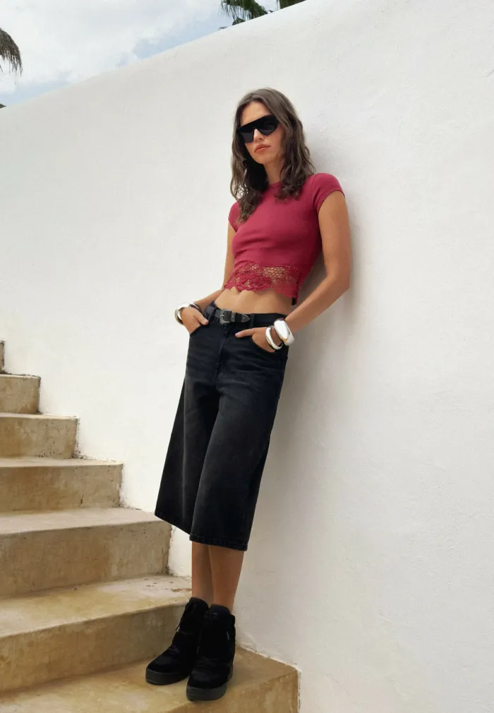 Short Sleeve Printed T-Shirt - Dark Red
