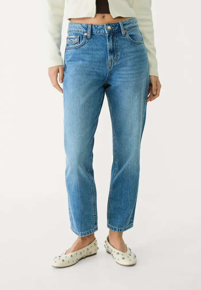 Stradivarius Mom Fit Jeans - Mottled Blue