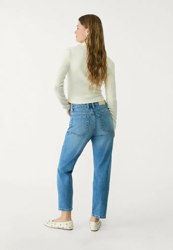 Stradivarius Mom Fit Jeans - Mottled Blue