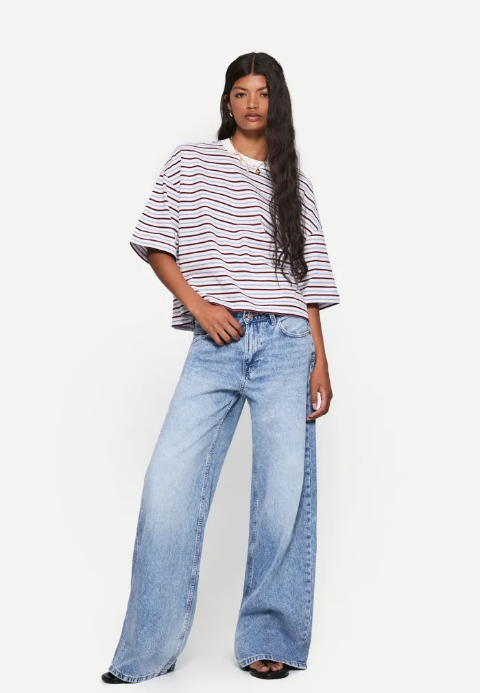 Bershka Light-Blue Flared Denim Jeans