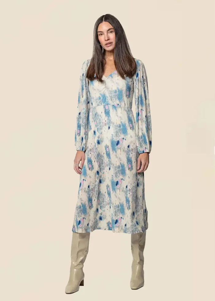 IKA Mönstrad Beige Långklänning