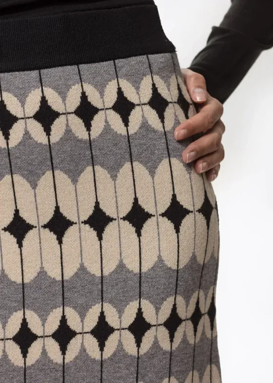 THEA Jacquardstickad Kjol i Grå Nyans