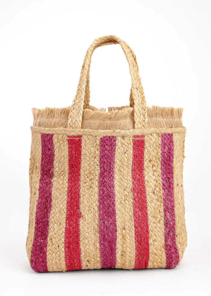 Randig Rosa Juteväska från STRIPE