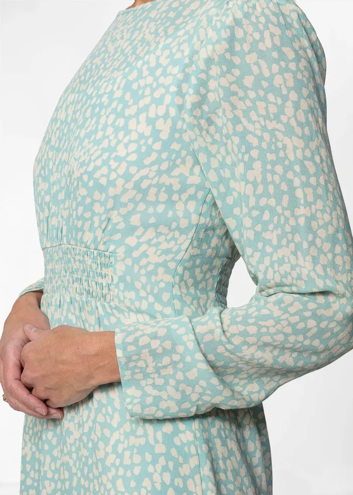 AMBER - Blå Mönstrad Klänning