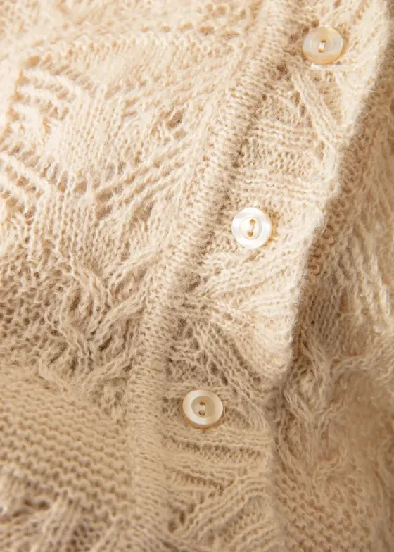 Anais - Mönsterstickad Beige Kofta