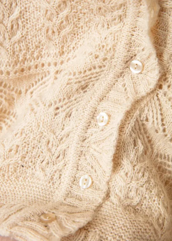 Anais - Mönsterstickad Beige Kofta