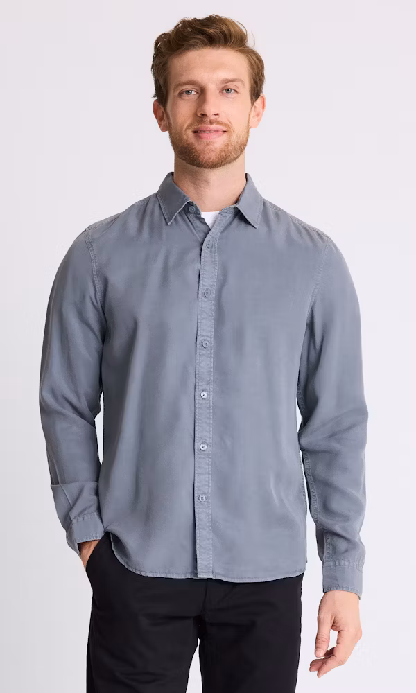 Herr Tencel Skjorta i Blå - Dressmann