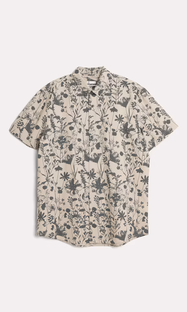 Herrskjorta i Tan Kortärmad Bomull
