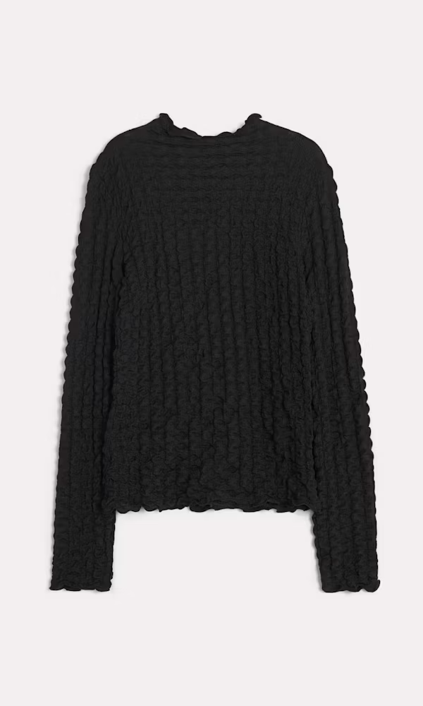 Svart Krinklad Blus för Damer