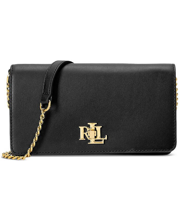 Lauren Ralph Lauren Leather Crossbody Turn-lock Tech Case