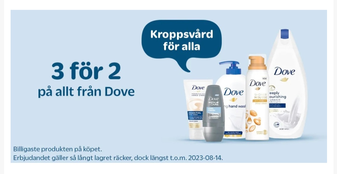 3 för 2 på allt från Dove hos Apotea