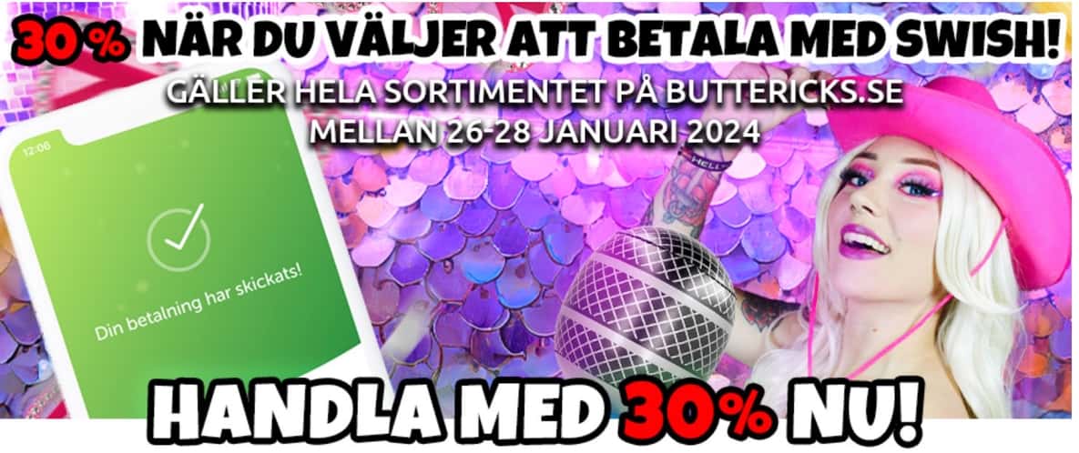 30% Swish deals på Buttericks i helgen! | Buttericks