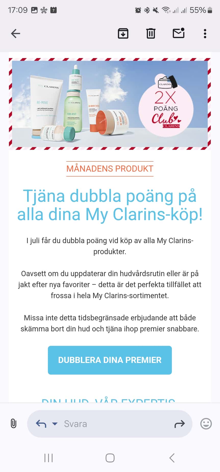 Dubbla poäng i MyClarins under Juli