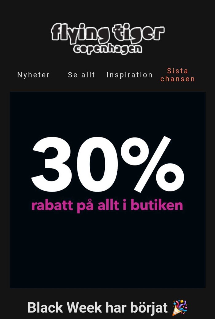 30% rabatt på Flying Tiger