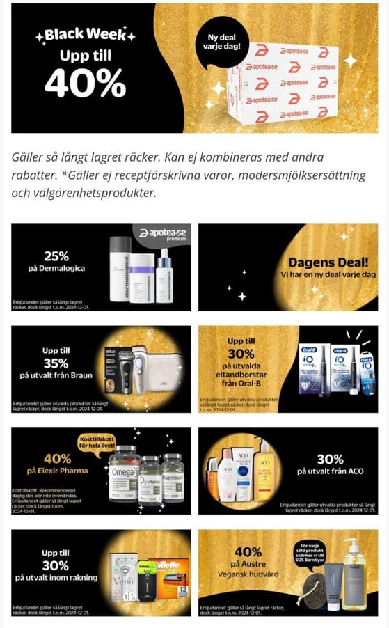 Apotea Black Week, upp till 40% rabatt!